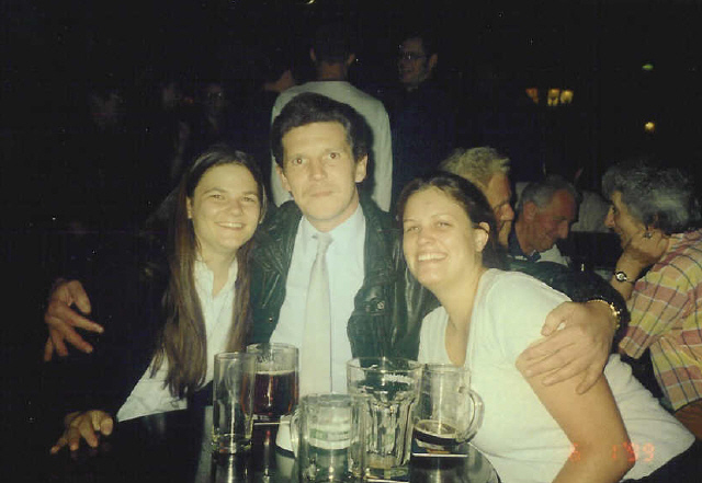 Heather and I with random drunk guy in an English pub