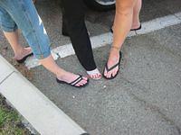 Daisy, Rebecca, and Lori's feet after a pedicure